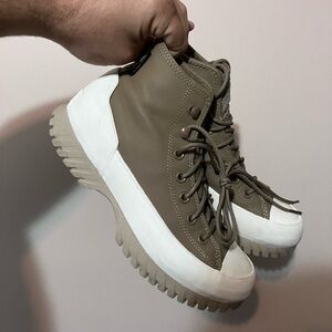 Converse High-Top Sneakers in Brown and White